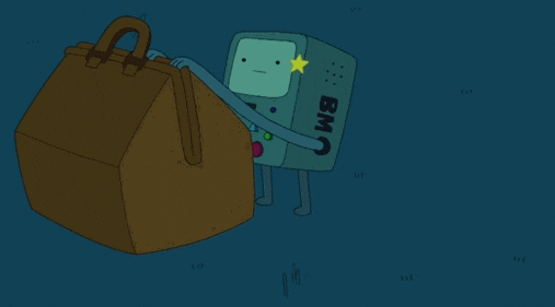 BMO, from the TV show Adventure Time, replacing its own batteries