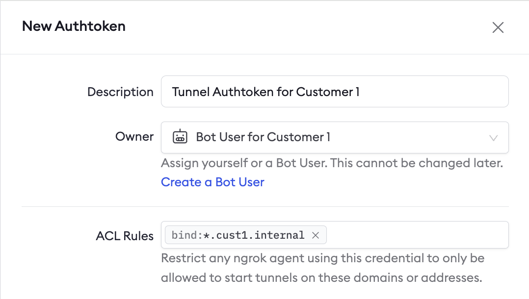 Bot User configuration interface screenshot