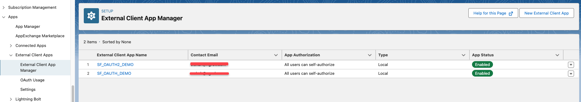 Create External Client App